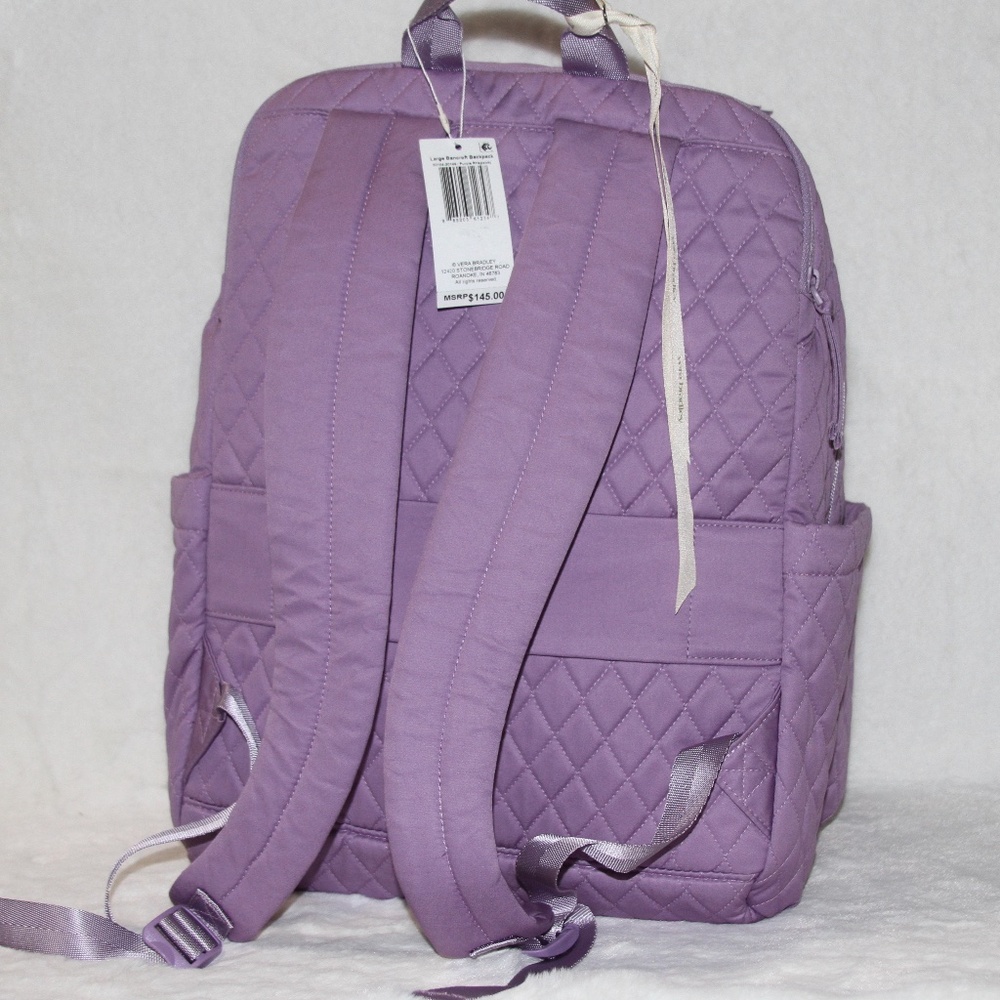 NWT Vera Bradley Large Bancroft Backpack Purple Rhapsody in Premium Cotton - Picture 2 of 4